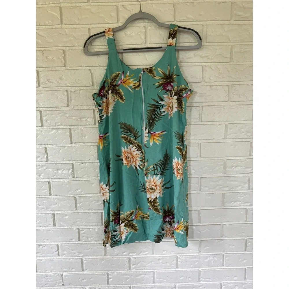 Vintage TWO PALMS Sz L  Made in‎ Hawaii Sleeveless Rayon Floral Midi Dress